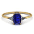 Emerald Cut Sapphire With Triangles Ring - Remi No. 13