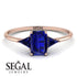 Emerald Cut Sapphire With Triangles Ring - Remi No. 74 image 4