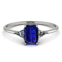 Emerald Cut Sapphire With Triangles Ring - Remi No. 15 image 1