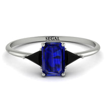 Emerald Cut Sapphire With Triangles Ring - Remi No. 45 image 1