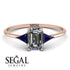 Emerald Cut Diamond With Triangles Ring - Remi No. 62 image 4