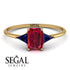 Emerald Cut Ruby With Triangles Ring - Remi No. 70 image 4