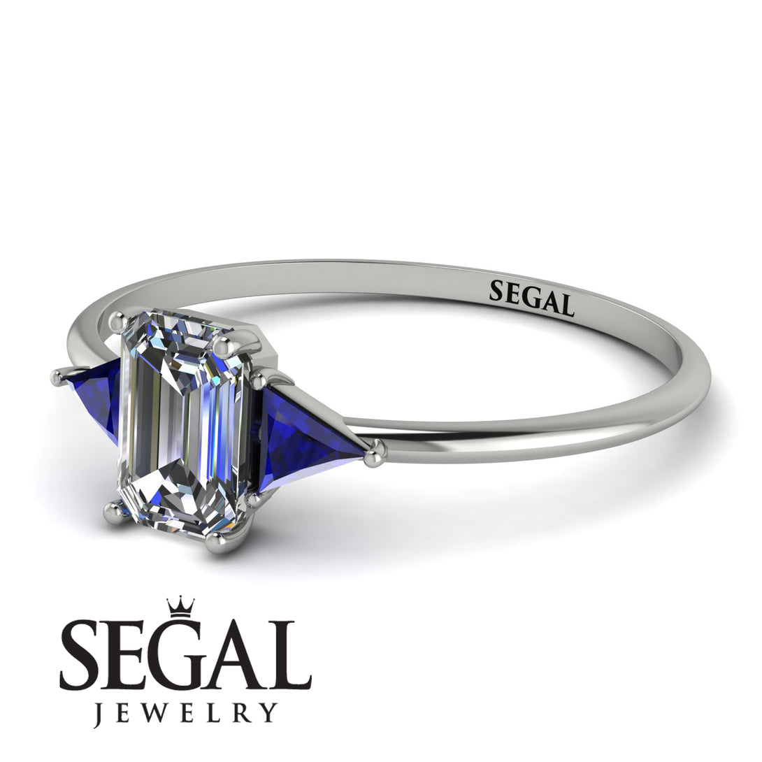 Emerald Cut Diamond With Triangles Ring - Remi No. 63