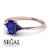 Emerald Cut Sapphire With Triangles Ring - Remi No. 74
