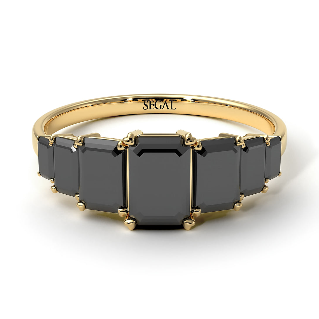 Emerald Cut Black Diamond Geometrical Ring - Briella No. 37