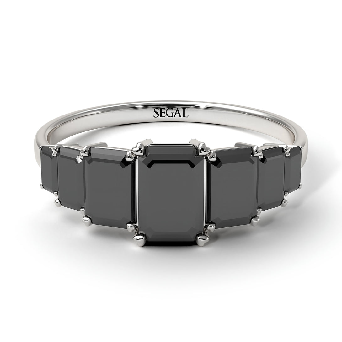 Emerald Cut Black Diamond Geometrical Ring - Briella No. 39