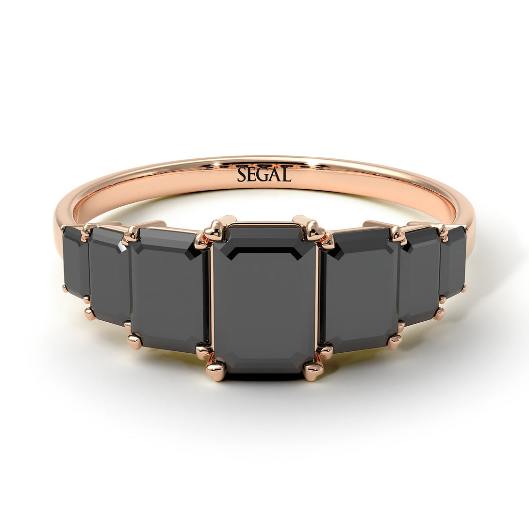 Emerald Cut Black Diamond Geometrical Ring - Briella No. 38