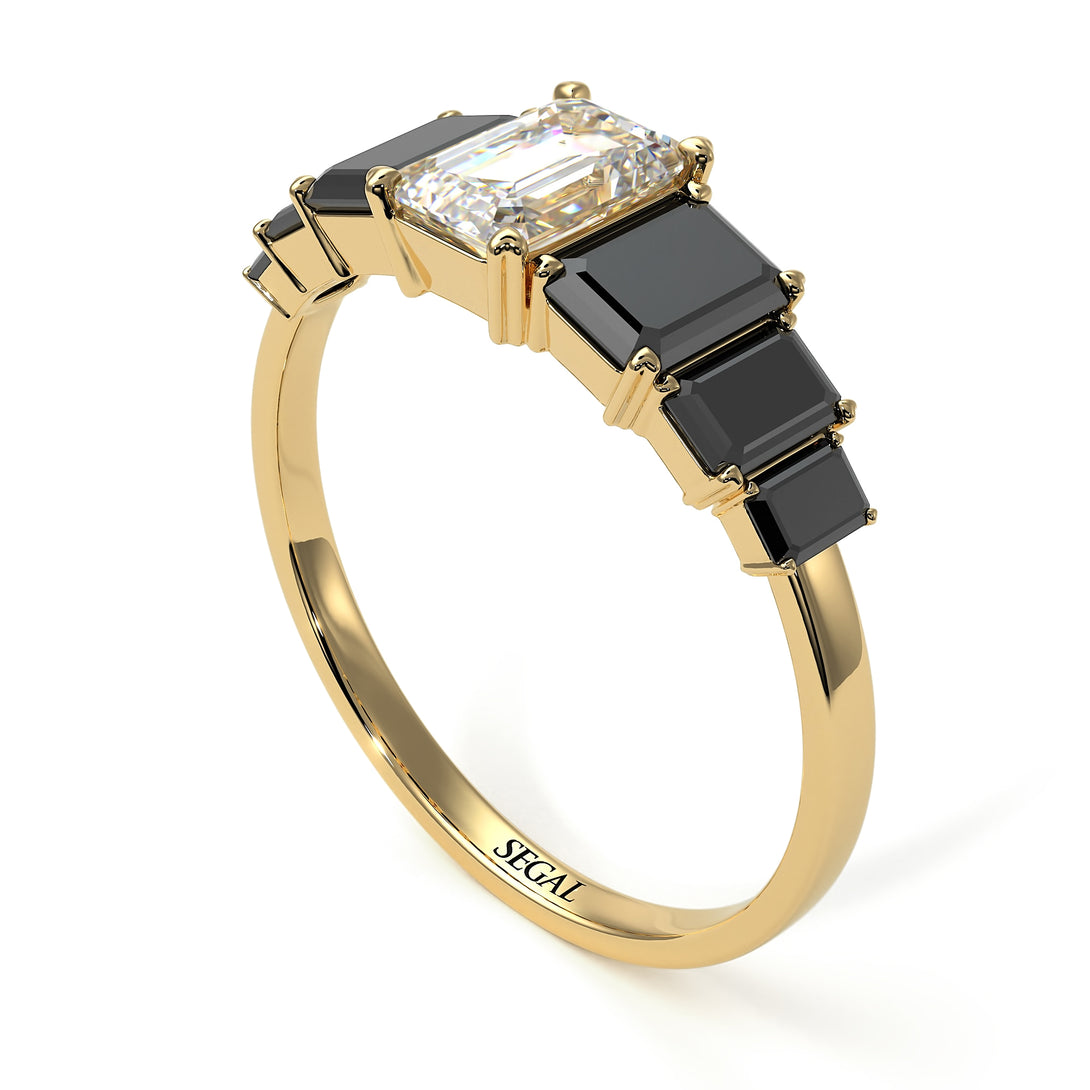 Emerald Cut Diamond Geometrical Ring - Briella No. 31
