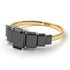 Two Tones Emerald Cut Black Diamond Geometrical Ring - Briella No. 80
