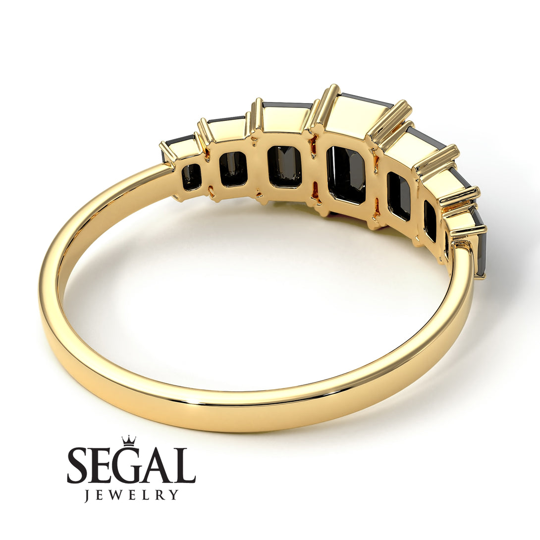 Emerald Cut Black Diamond Geometrical Ring - Briella No. 37