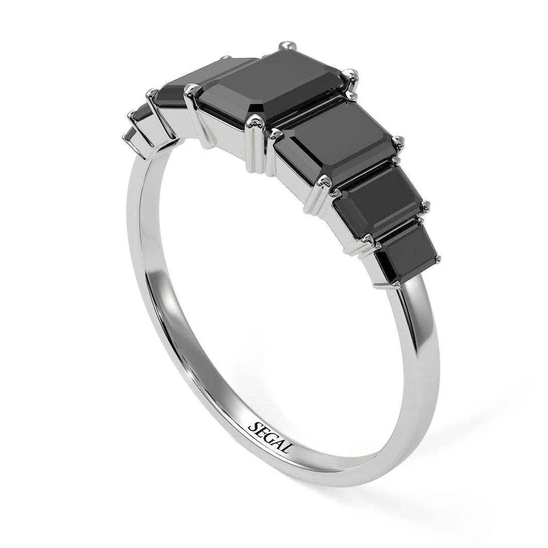 Emerald Cut Black Diamond Geometrical Ring - Briella No. 39