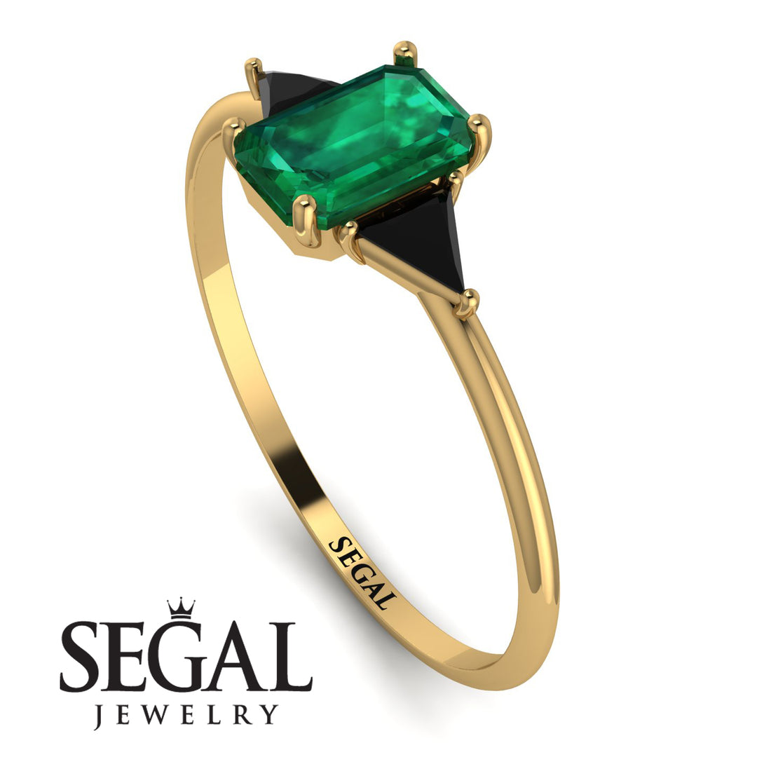 Emerald Cut Emerald With Triangles Ring - Remi No. 34