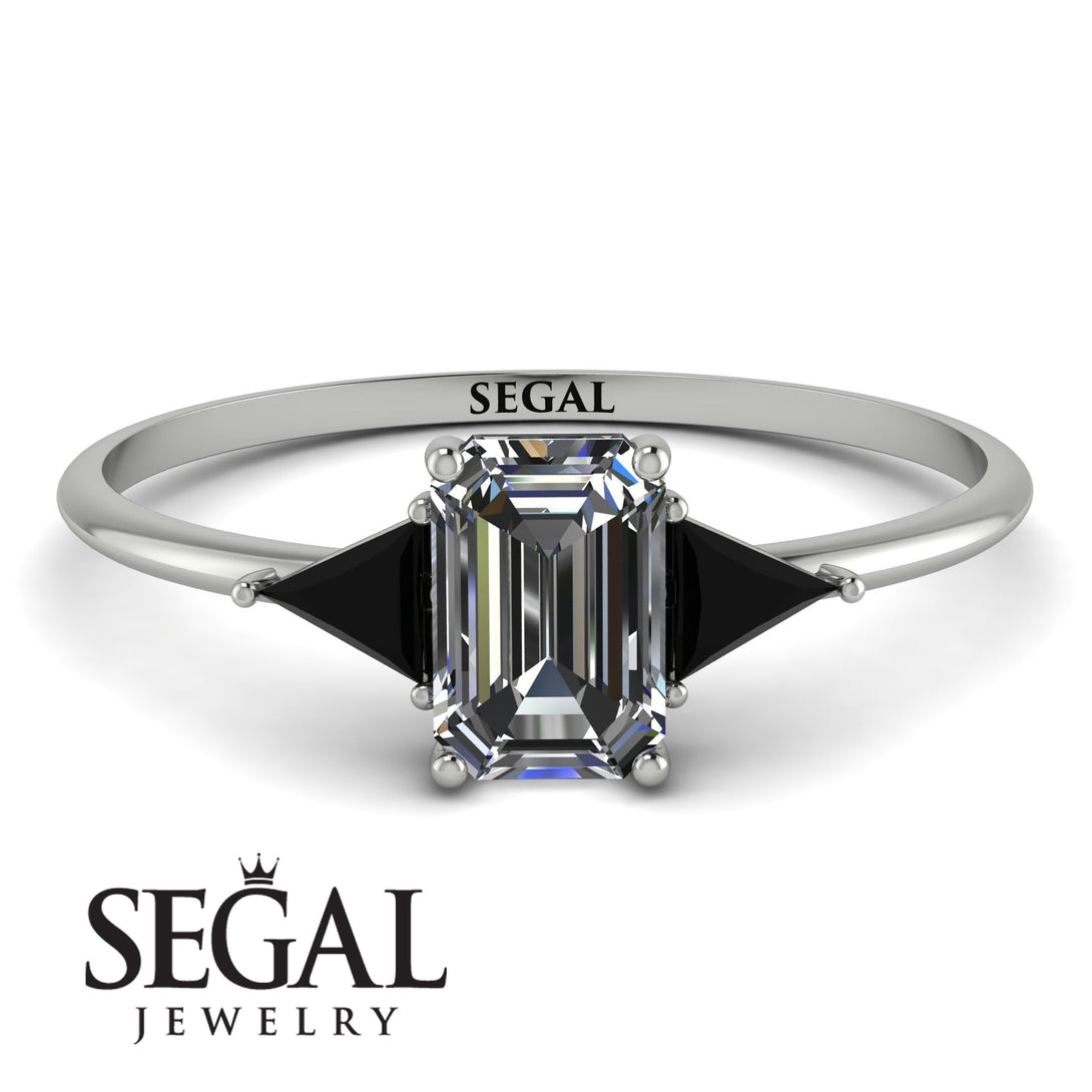 Emerald Cut Diamond With Triangles Ring - Remi No. 33