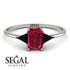Emerald Cut Ruby With Triangles Ring - Remi No. 42