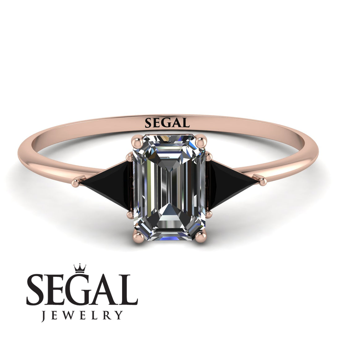 Emerald Cut Diamond With Triangles Ring - Remi No. 32