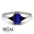 Emerald Cut Sapphire With Triangles Ring - Remi No. 45