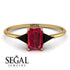 Emerald Cut Ruby With Triangles Ring - Remi No. 40