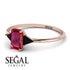 Emerald Cut Ruby With Triangles Ring - Remi No. 41