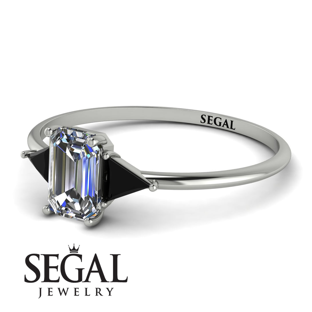 Emerald Cut Diamond With Triangles Ring - Remi No. 33