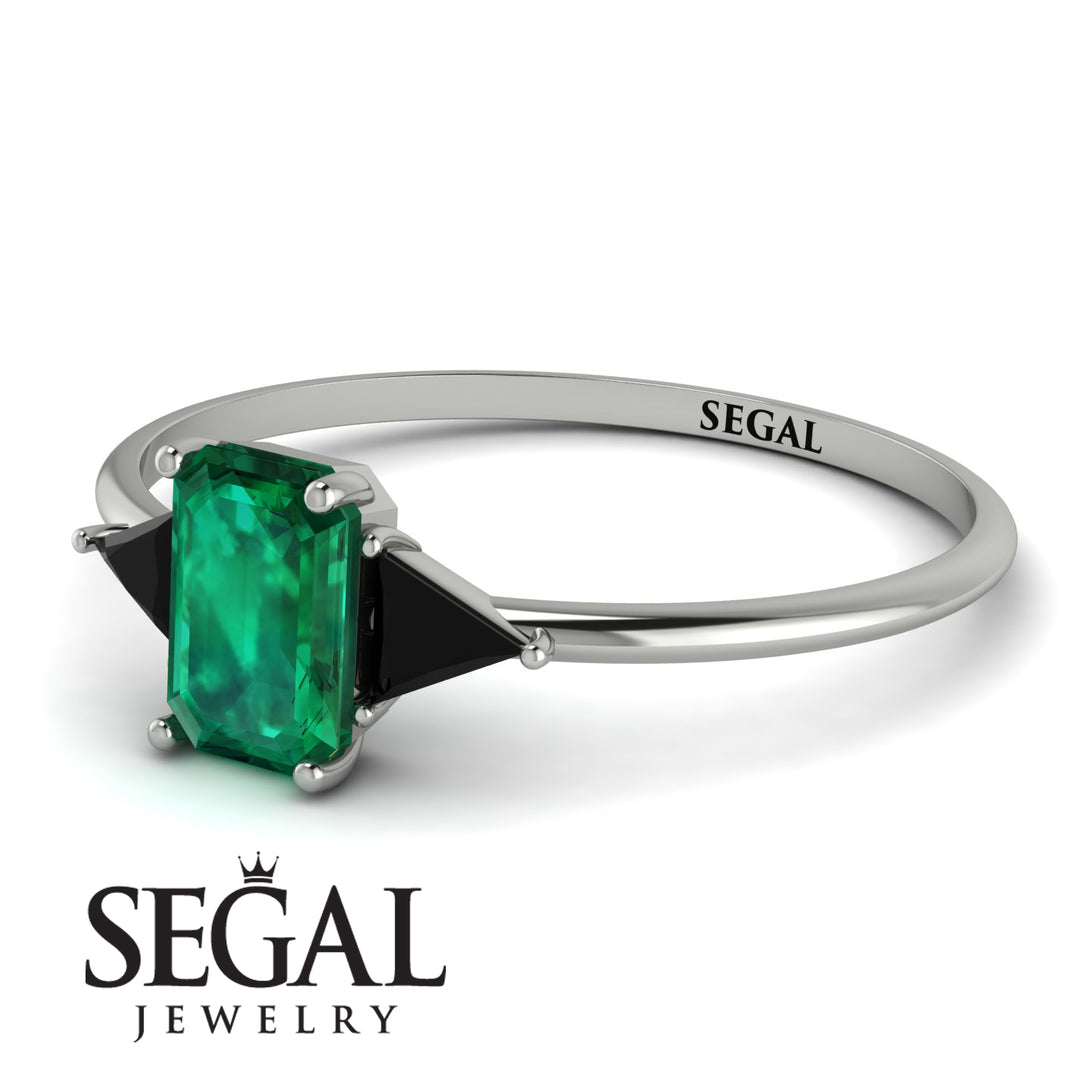 Emerald Cut Emerald With Triangles Ring - Remi No. 36