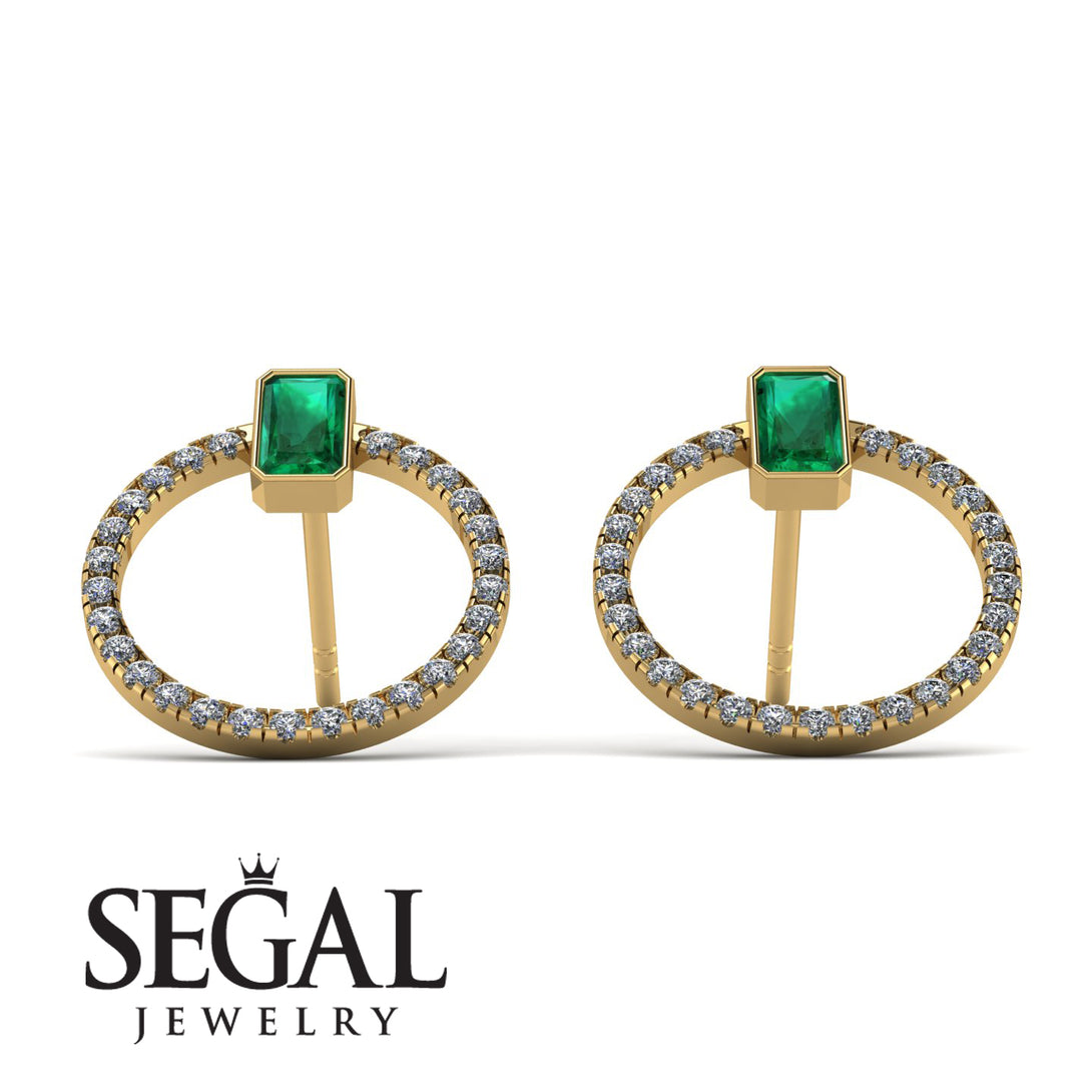 Emerald Cut Circle Emerald Earrings - Oaklyn No. 4