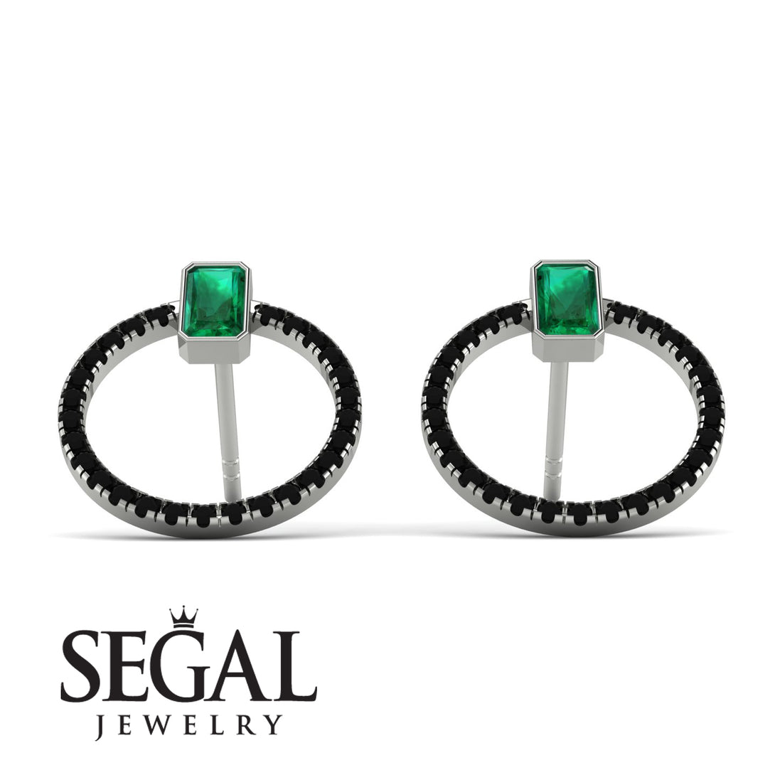 Emerald Cut Circle Emerald Earrings - Oaklyn No. 36