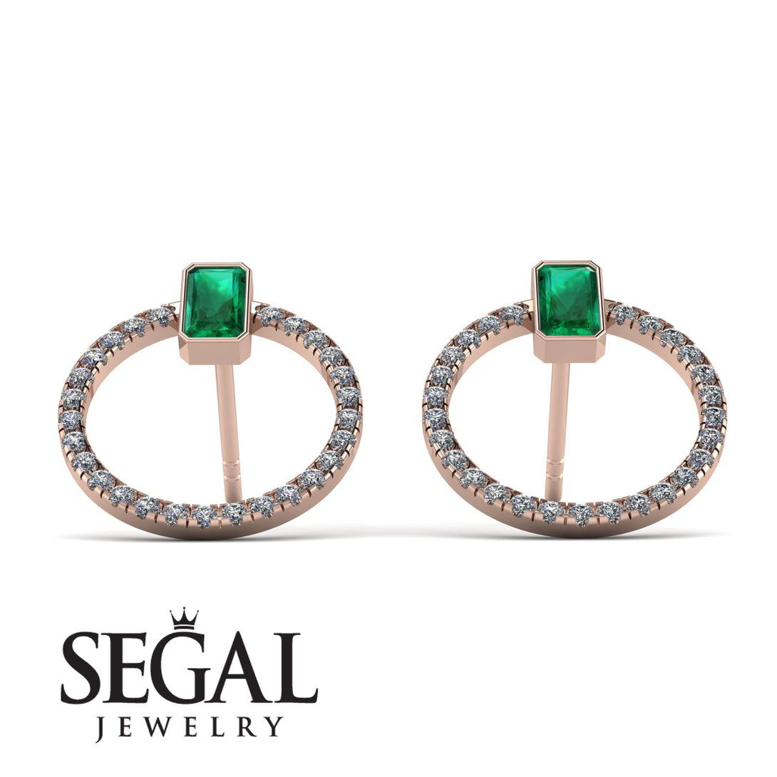 Emerald Cut Circle Emerald Earrings - Oaklyn No. 5