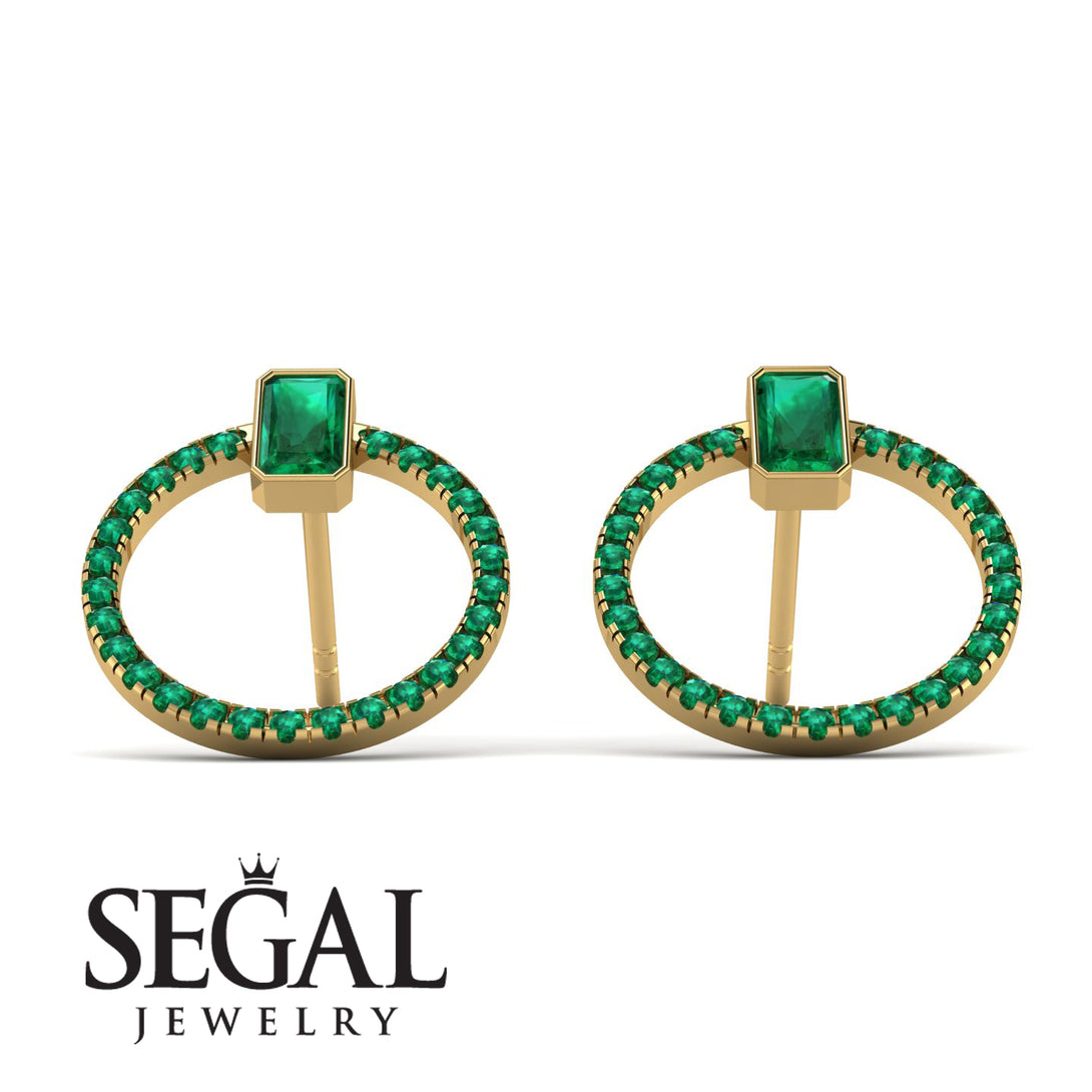 Emerald Cut Circle Emerald Earrings - Oaklyn No. 19