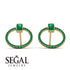 Emerald Cut Circle Emerald Earrings - Oaklyn No. 19