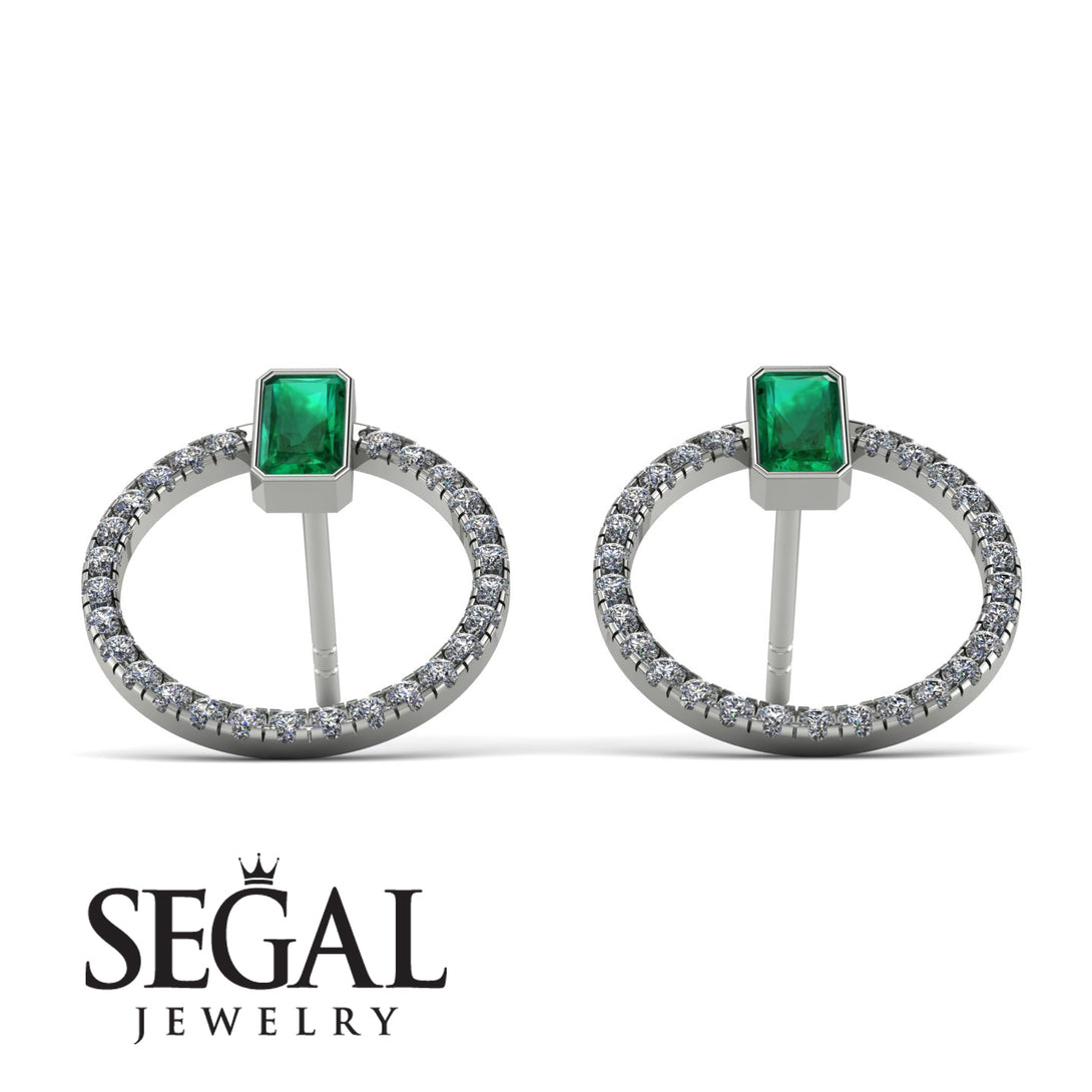 Emerald Cut Circle Emerald Earrings - Oaklyn No. 6