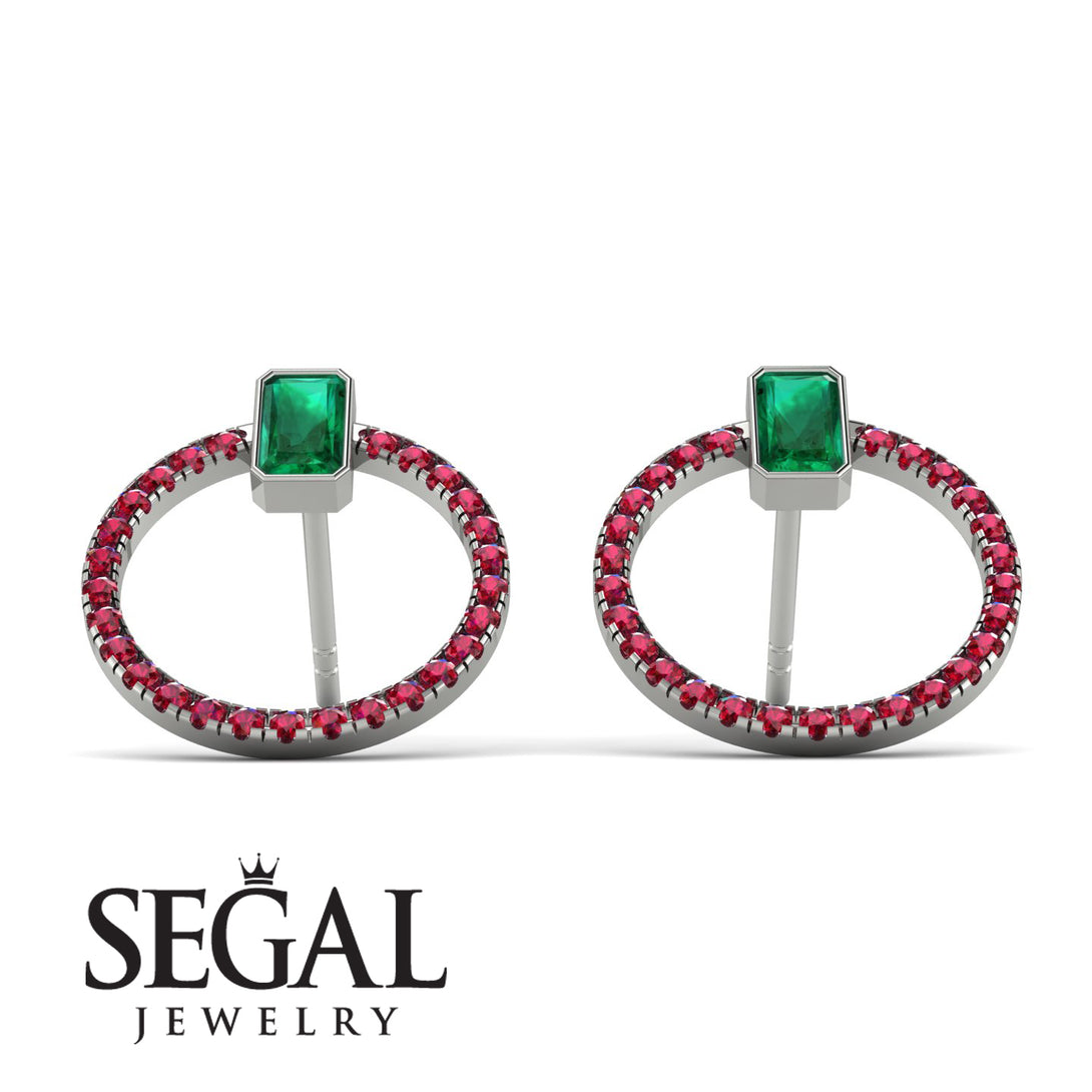 Emerald Cut Circle Emerald Earrings - Oaklyn No. 51