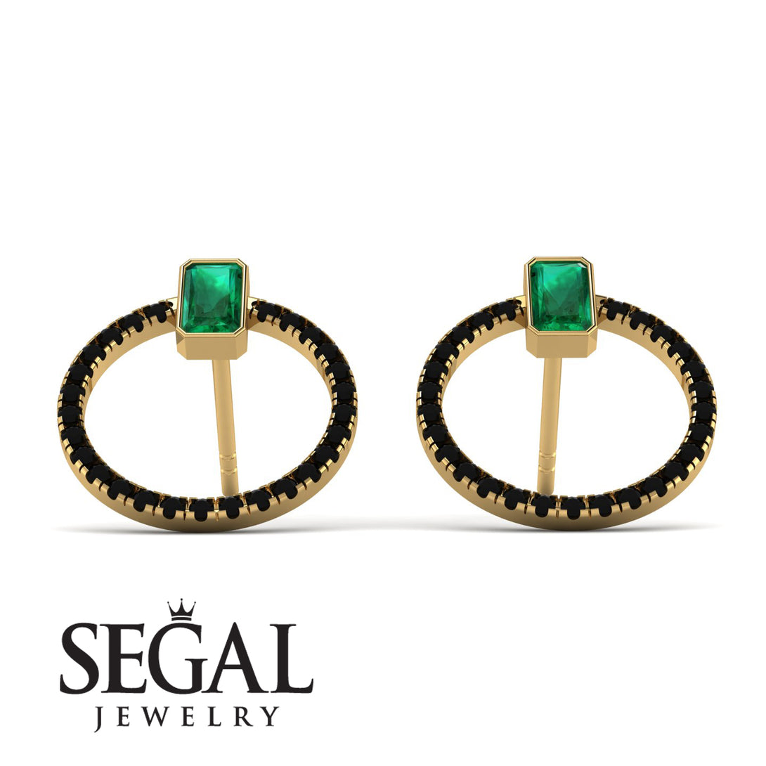 Emerald Cut Circle Emerald Earrings - Oaklyn No. 34