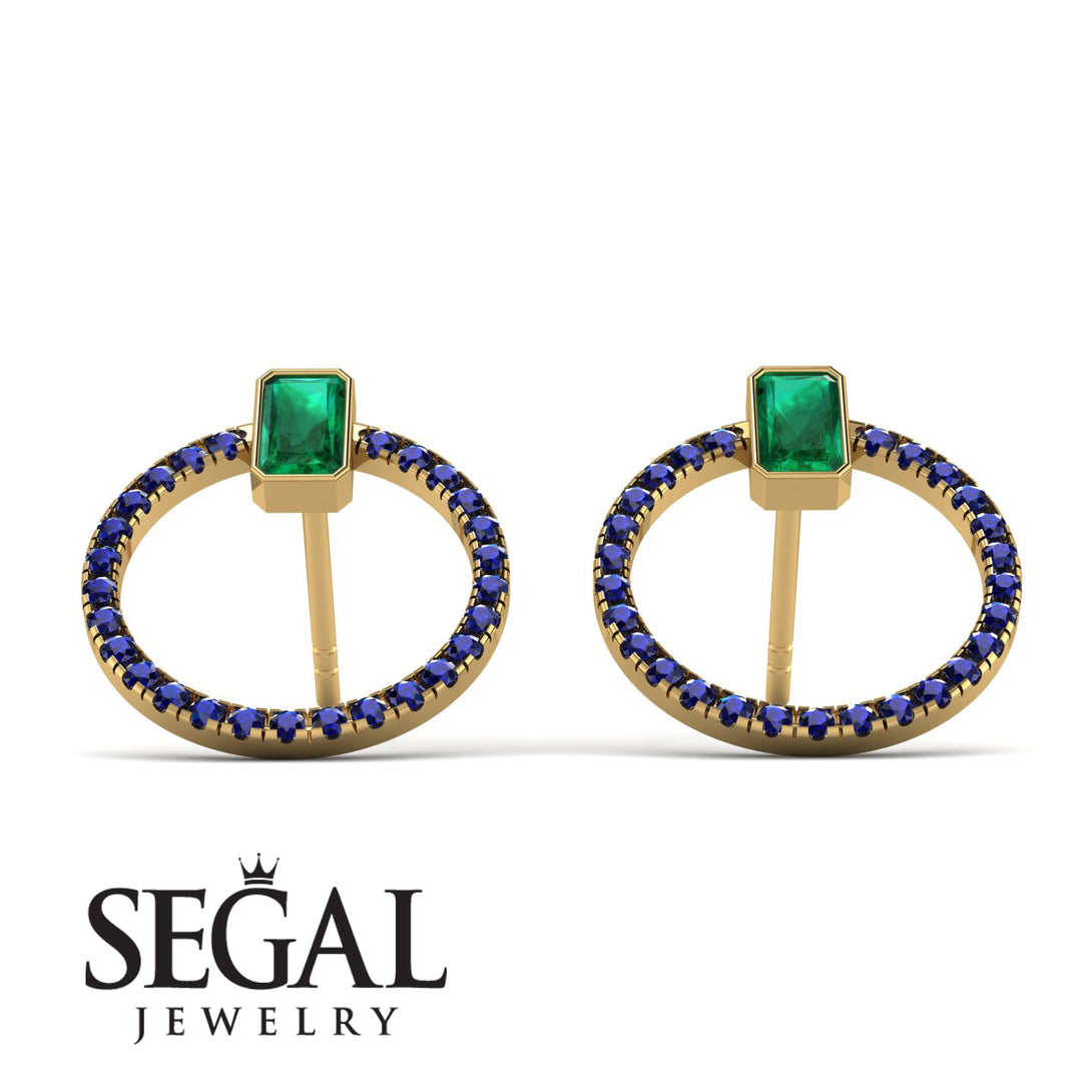 Emerald Cut Circle Emerald Earrings - Oaklyn No. 64