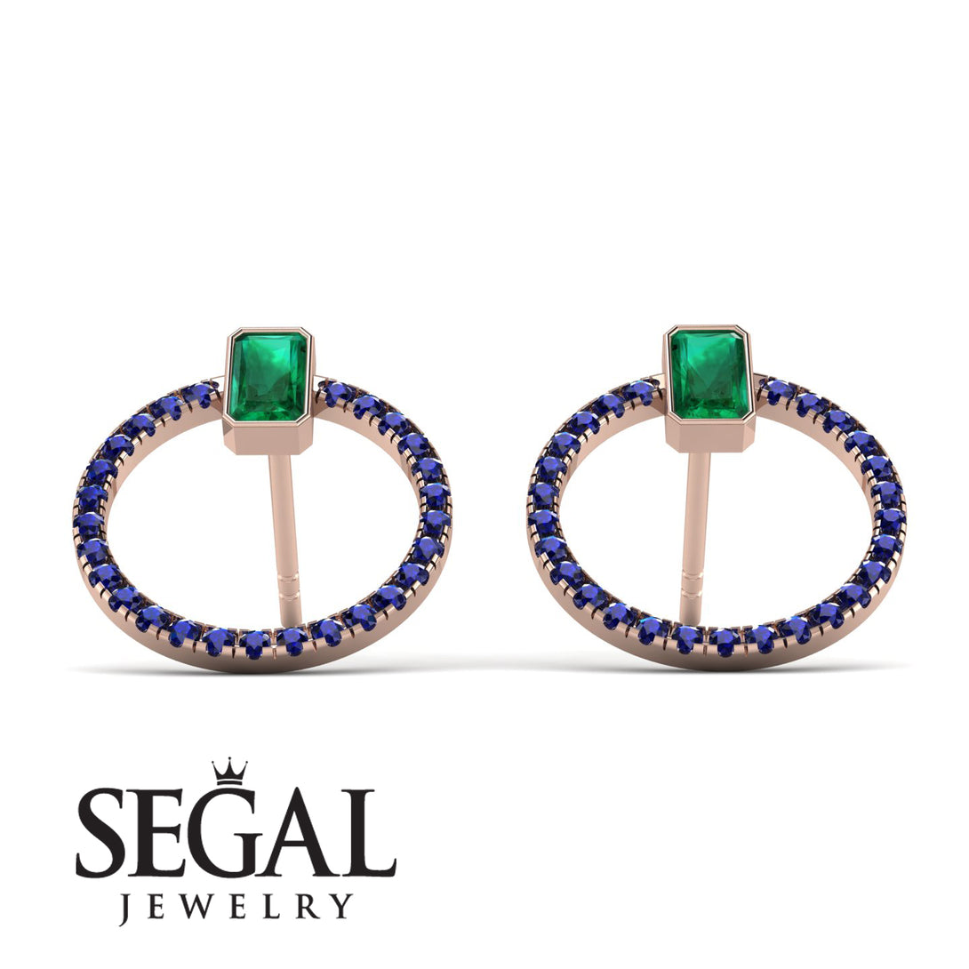 Emerald Cut Circle Emerald Earrings - Oaklyn No. 65