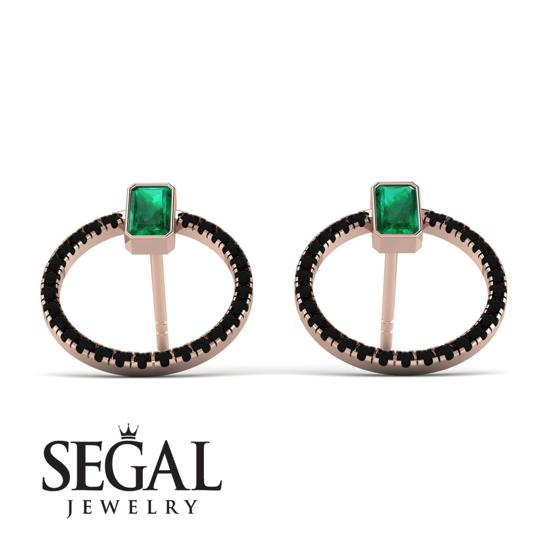 Emerald Cut Circle Emerald Earrings - Oaklyn No. 35