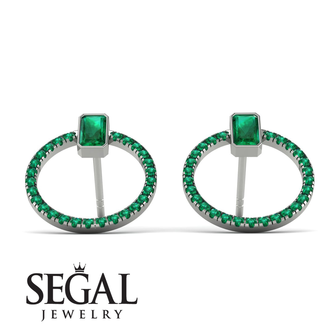 Emerald Cut Circle Emerald Earrings - Oaklyn No. 21