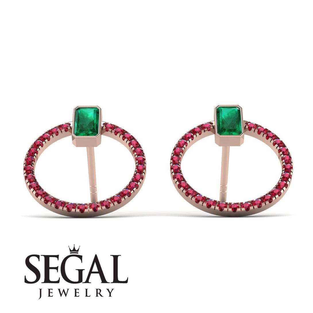 Emerald Cut Circle Emerald Earrings - Oaklyn No. 50