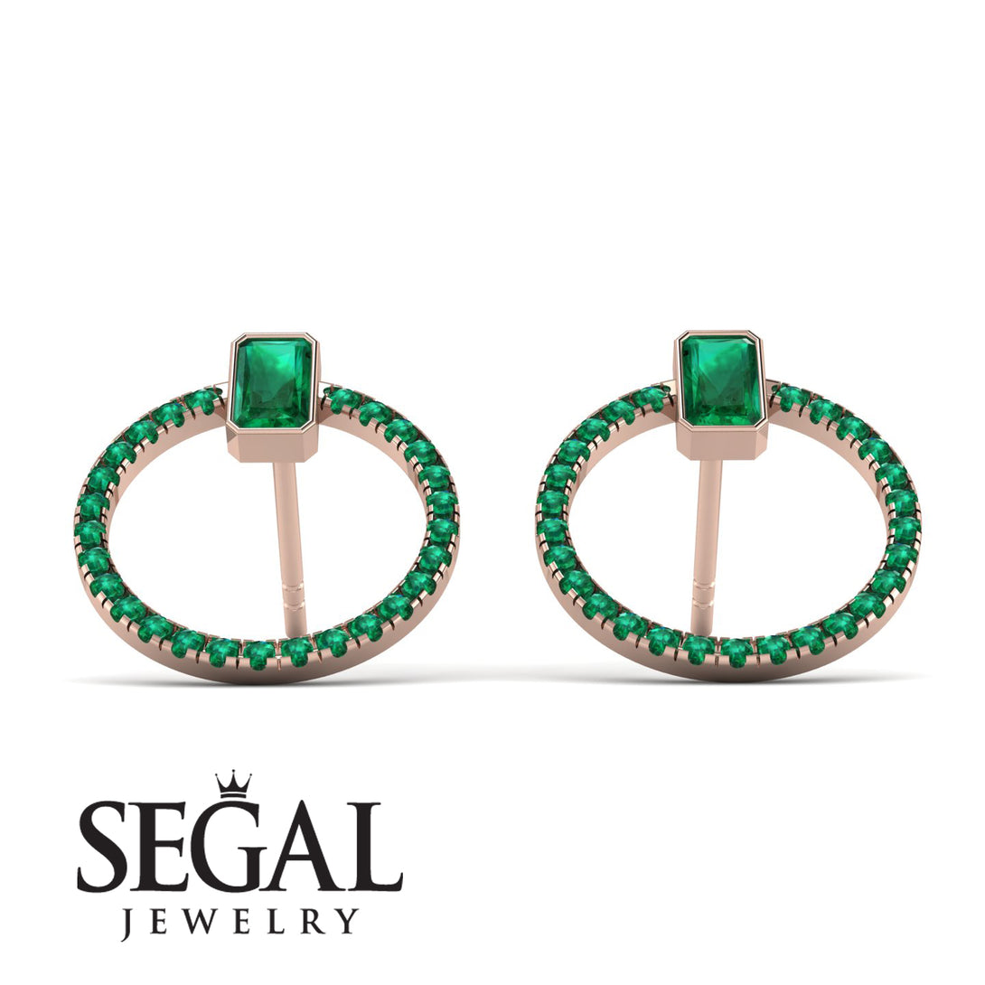Emerald Cut Circle Emerald Earrings - Oaklyn No. 20