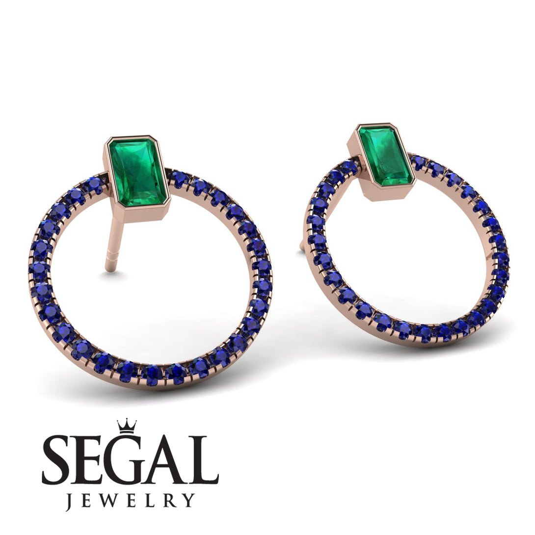 Emerald Cut Circle Emerald Earrings - Oaklyn No. 65