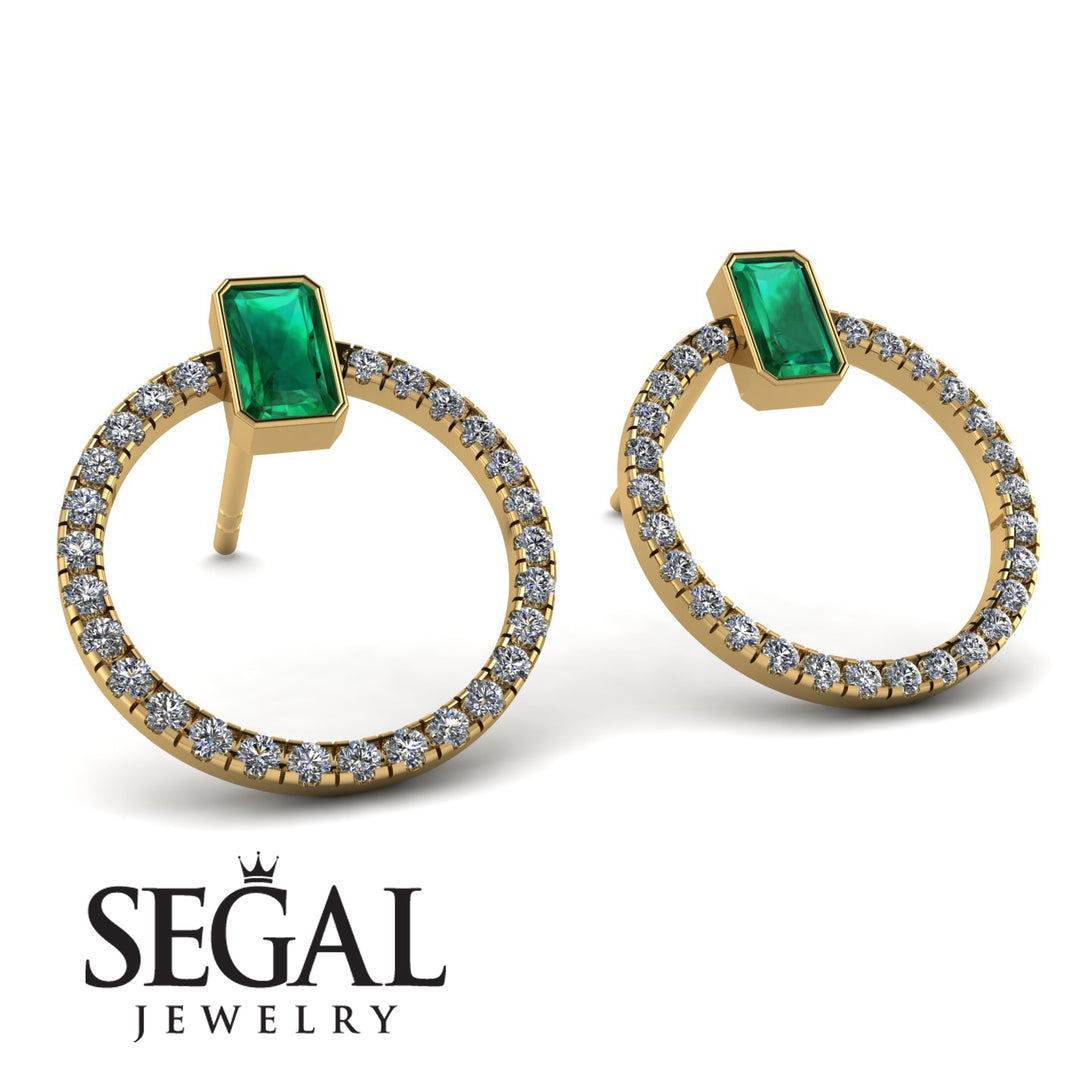 Emerald Cut Circle Emerald Earrings - Oaklyn No. 4