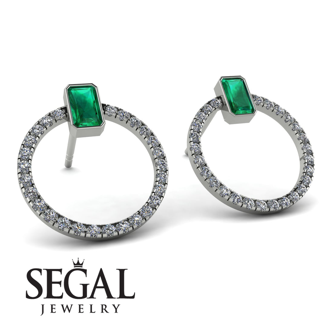 Emerald Cut Circle Emerald Earrings - Oaklyn No. 6