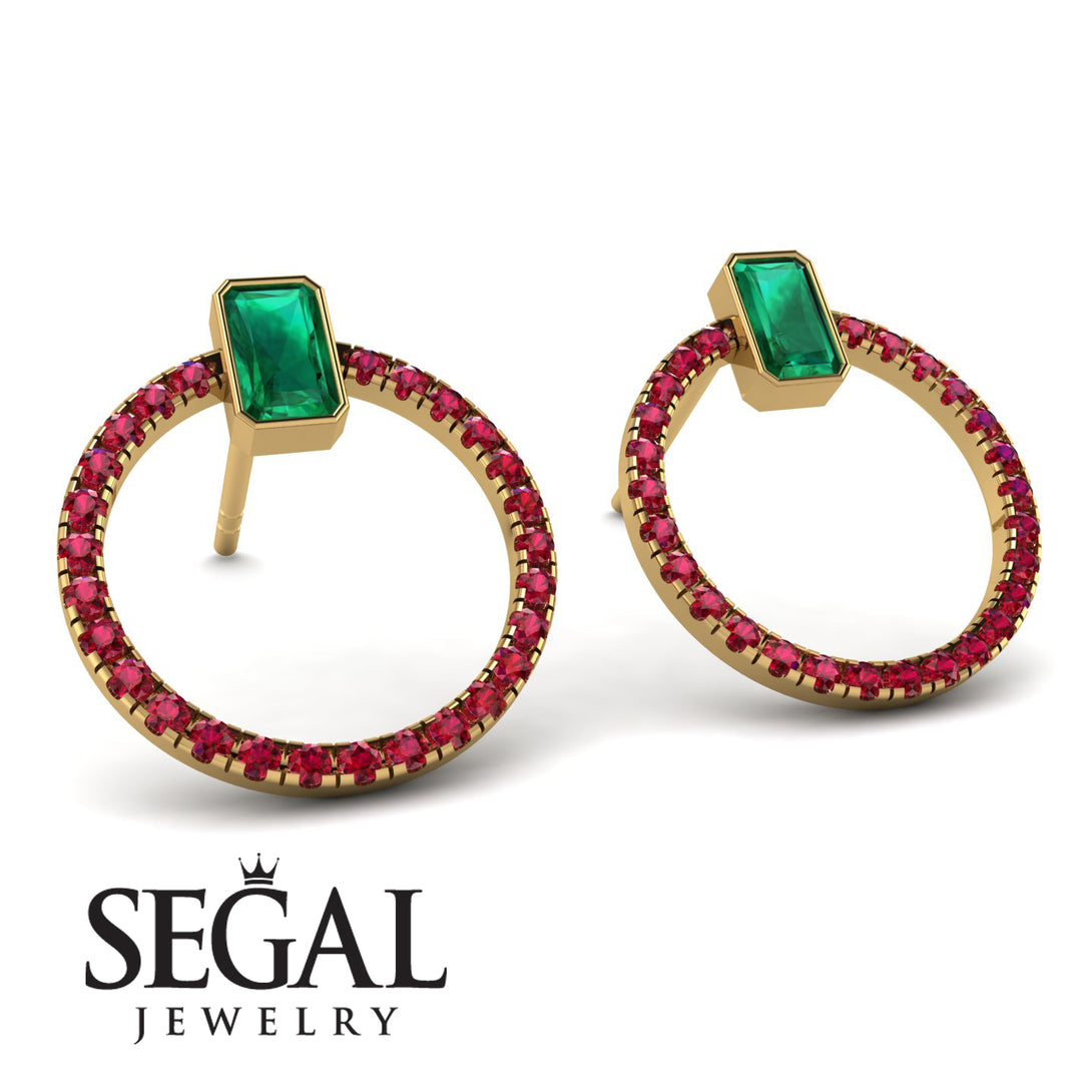 Emerald Cut Circle Emerald Earrings - Oaklyn No. 49