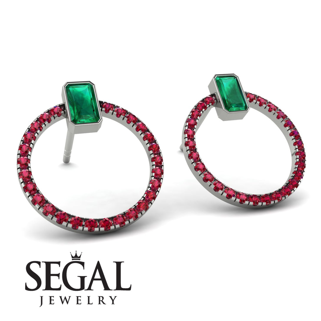 Emerald Cut Circle Emerald Earrings - Oaklyn No. 51