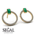 Emerald Cut Circle Emerald Earrings - Oaklyn No. 4
