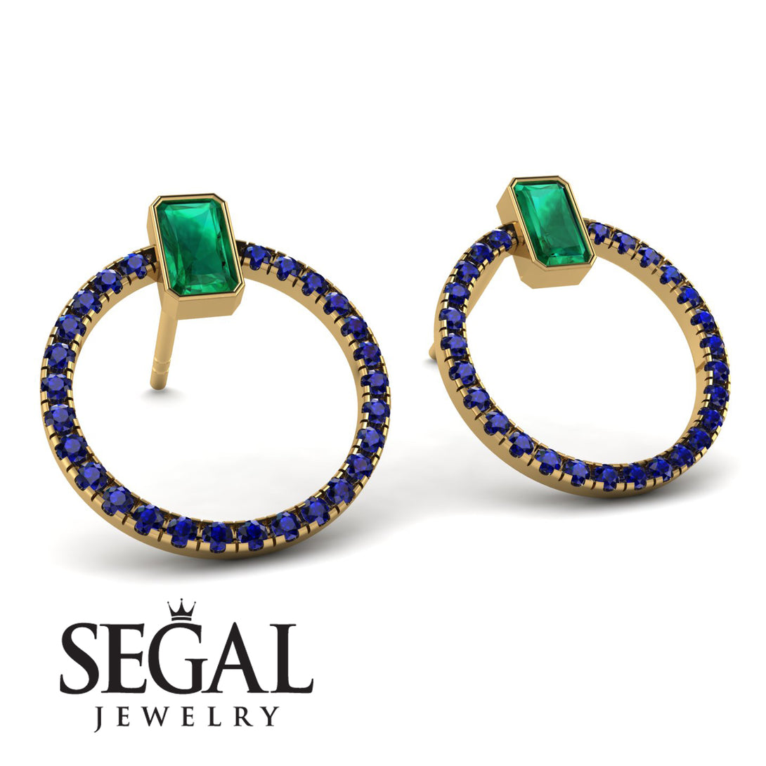 Emerald Cut Circle Emerald Earrings - Oaklyn No. 64