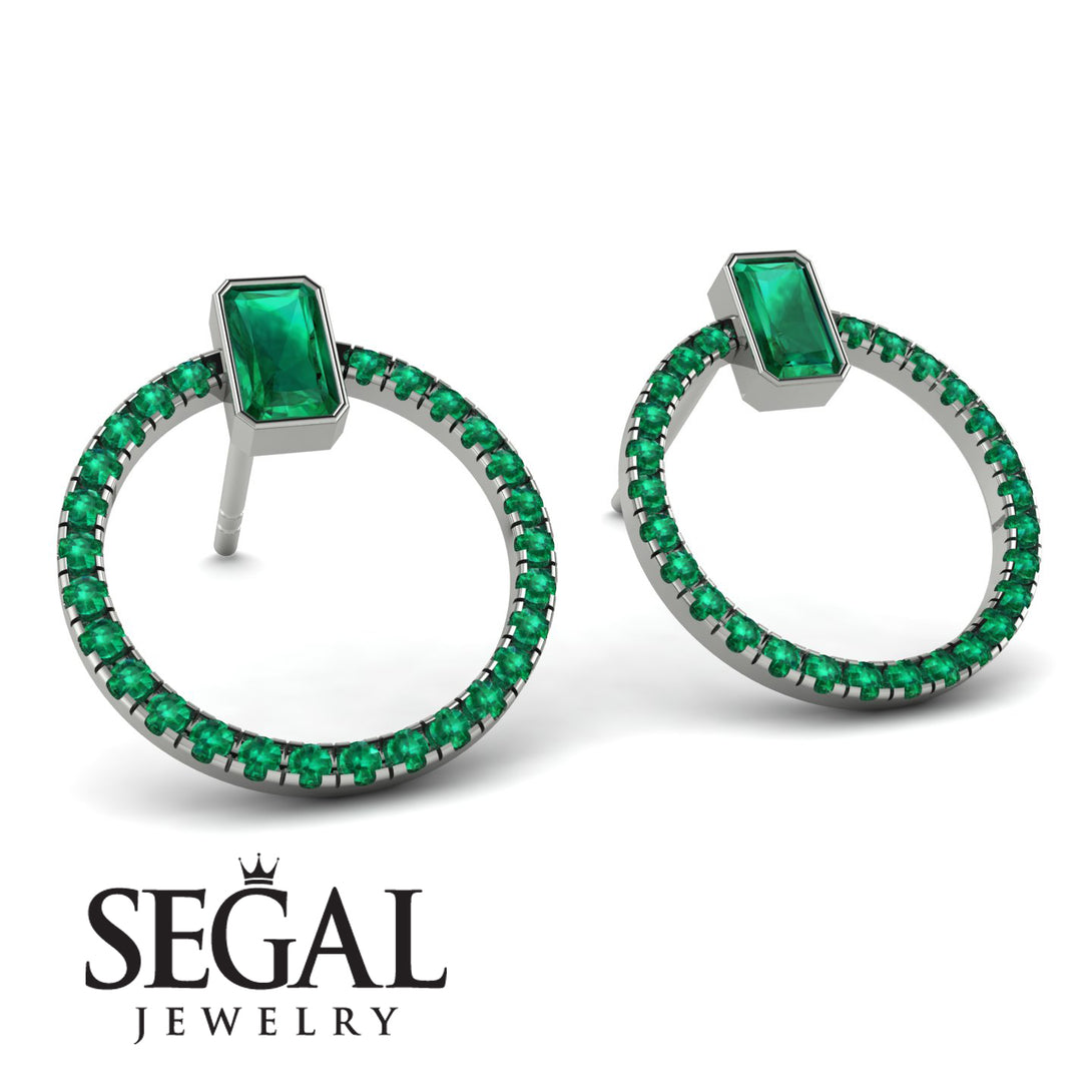 Emerald Cut Circle Emerald Earrings - Oaklyn No. 21