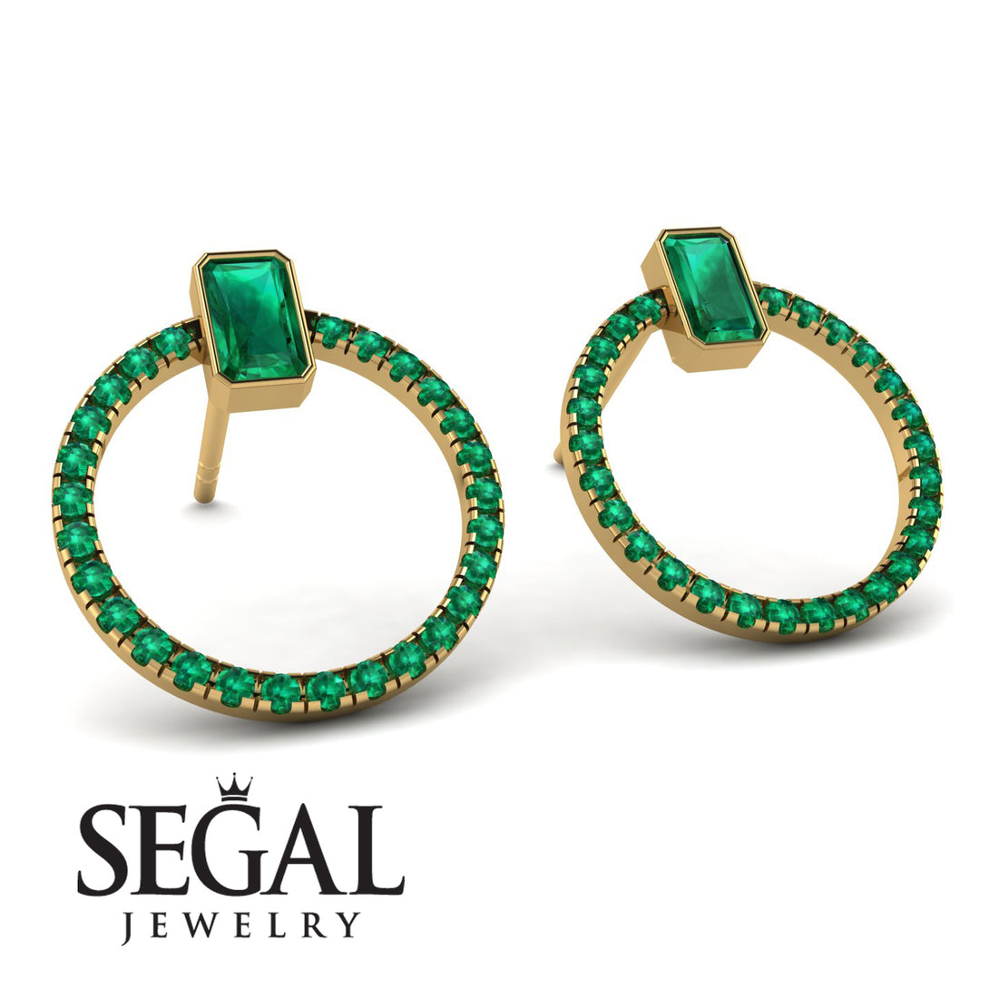 Emerald Cut Circle Emerald Earrings - Oaklyn No. 19