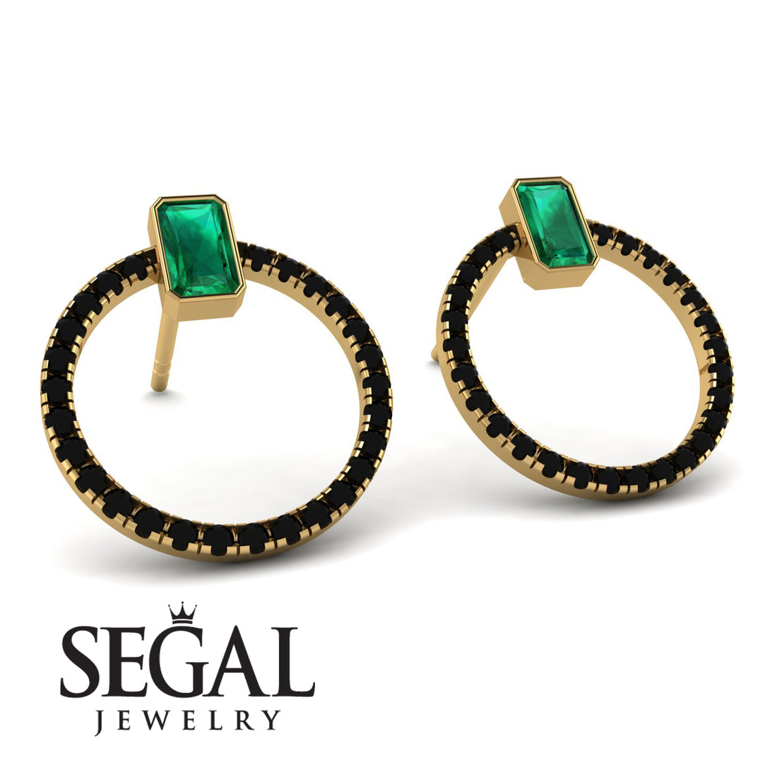 Emerald Cut Circle Emerald Earrings - Oaklyn No. 34