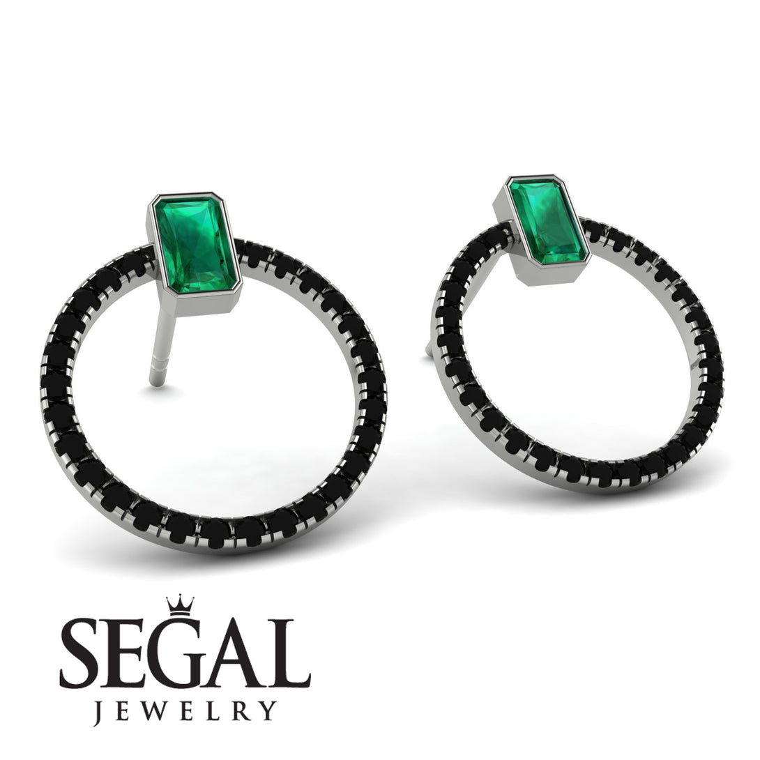 Emerald Cut Circle Emerald Earrings - Oaklyn No. 36