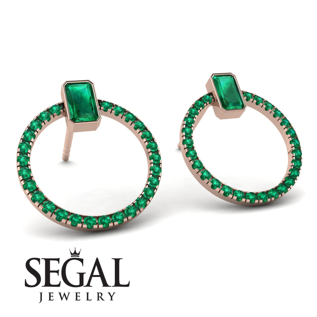 Emerald Cut Circle Emerald Earrings - Oaklyn No. 20
